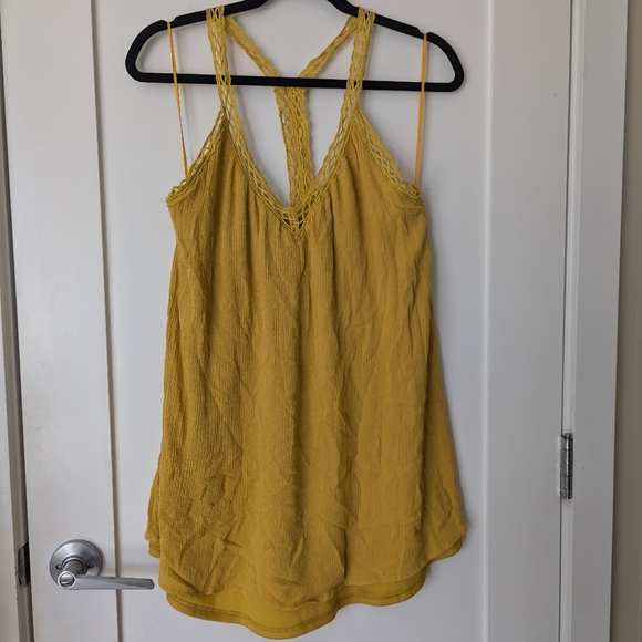 LUSH yellow boho style summer dress, crochet-like straps - Picture 1 of 4